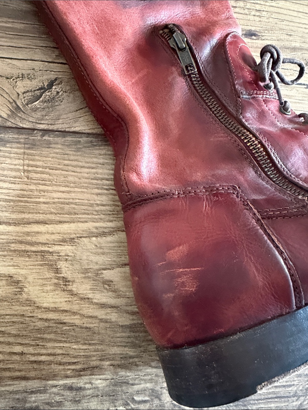 Frye Lace-Up Leather Boots – Women's Size 9 red leather made in Mexico zip - Picture 11 of 11